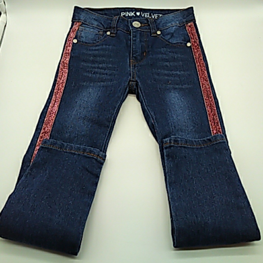 Pink Velvet girls jeans pink sparkle 6X - Picture 2 of 8